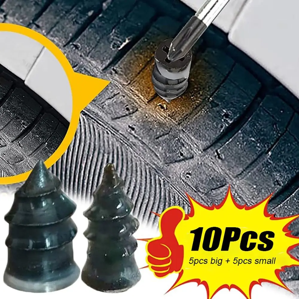 

10Pcs Big Small Size Tire Repair Nail Tire Puncture Repair Rubber Self-Tapping Screw Black Soft Vacuum Tyre Nails