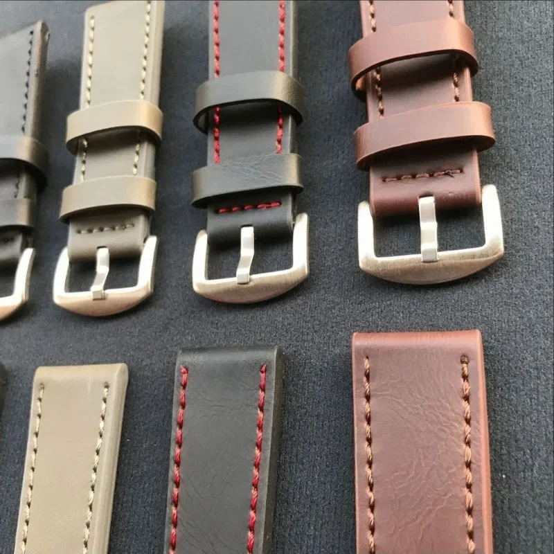 18mm 20mm 22mm 24mm Women Men Watchband Genuine Leather Watch Bands Straps Watch Accessories Coffee Black Belt Strap Raplacement