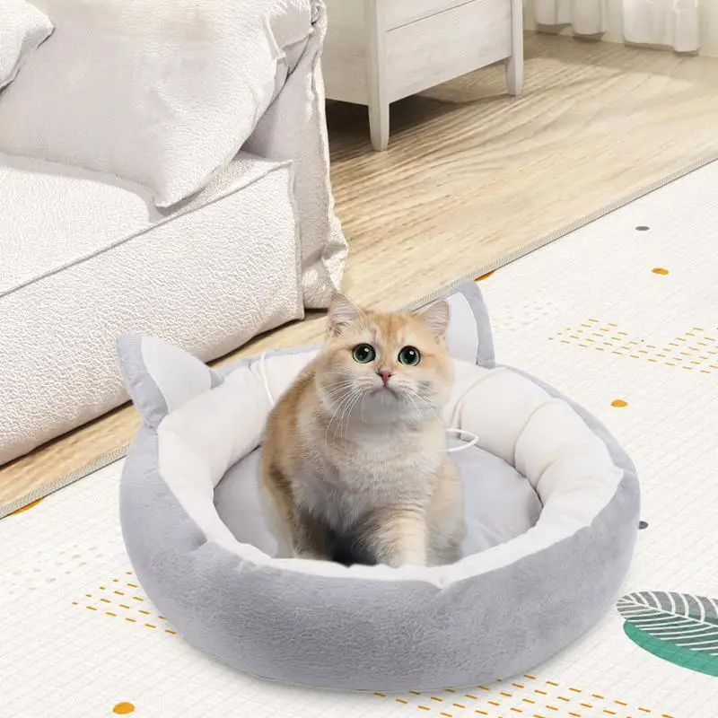 Soft Pet Bed Cats Cushion Bed With Cat Ear Design Breathable Cat Sleeping Mat Plush Dog Pet Nest for Small Medium Cats Dogs Pets