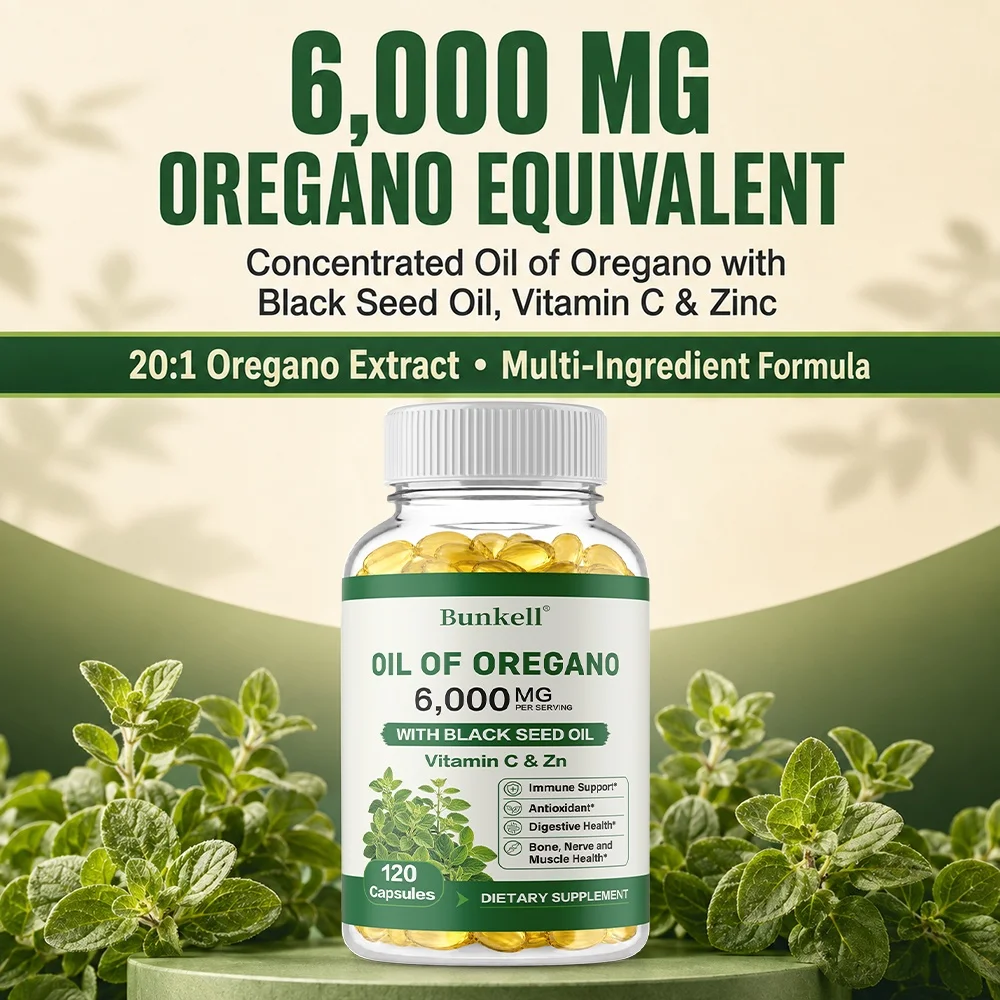 Oil of Oregano with Black Seed Oil, Vitamin C and Zinc - Immune Support, Antioxidant and Digestive Health