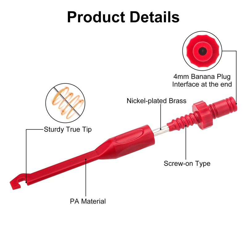 4pcs Car Circuit Tester Hook Test Clip Edge Puncture Probe Automotive Test Clip For Multi-Purpose Oscillator Diagnostic Tool
