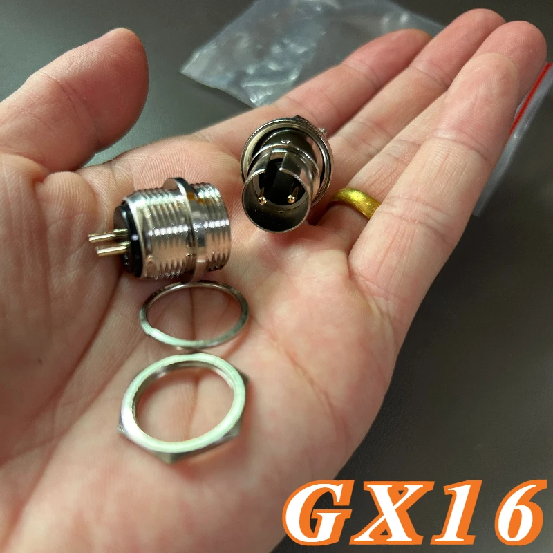 300/500V GX16 2 3 4 5 6 7 8pin Reverse-mounting Aviation Plug Socket DF16 Soldering Connector M16F Signal Socket Male Female Set