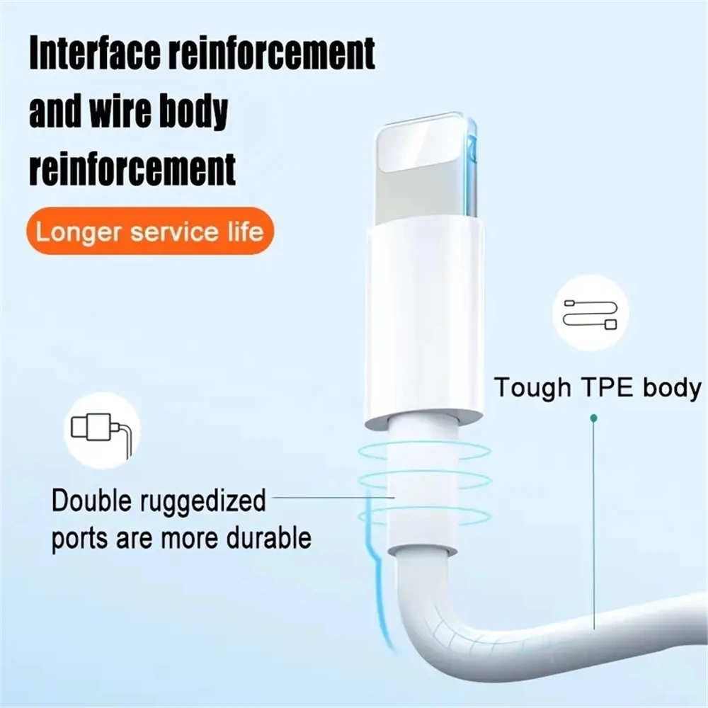 2M 6.6FT PD 20W Fast Charging Cable For iPhone 14 13 12 11 Pro Max Mini XS XR X MAX iPad 9 USB C Date Cable Charger Accessories image 2