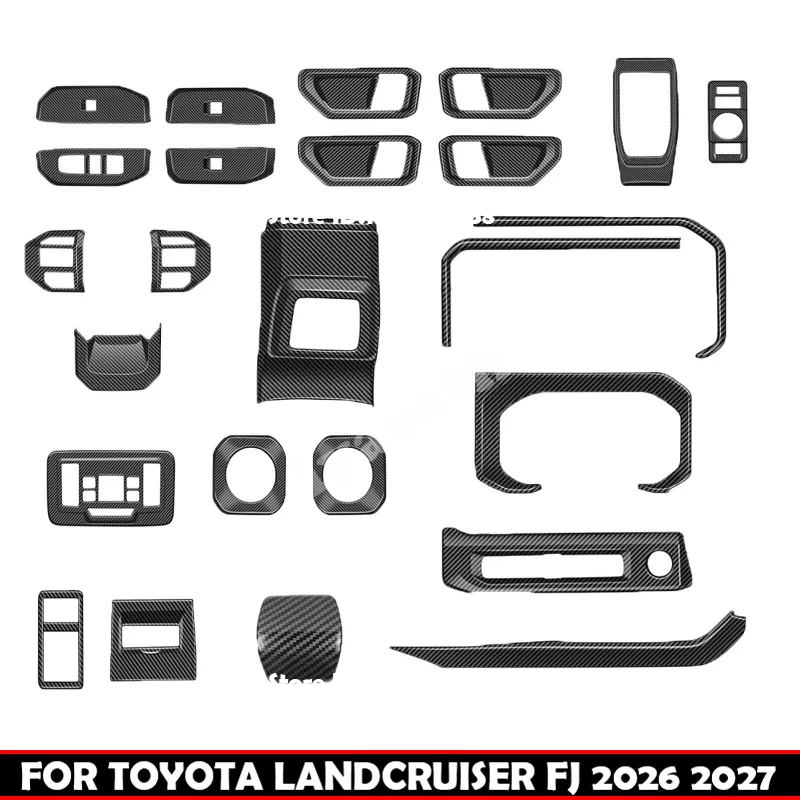 RHD For Toyota Land Cruiser FJ 2026 2027 ABS Carbonfiber Interior Accessories Window Rise Switch Gear Shift Panle AC Vent Cover