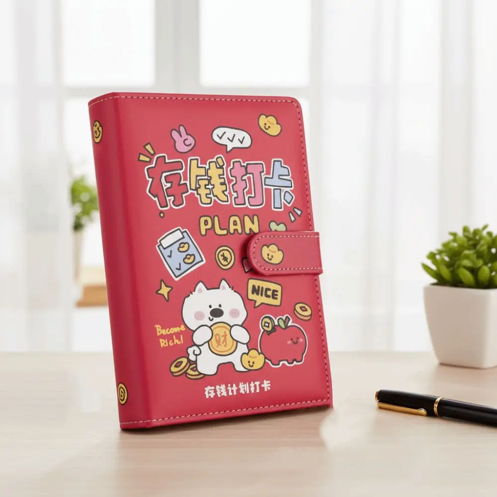 Easy To Use Wallet Storage Saving Money Binder Handbook Cash Envelopes Planner Organizer 50Sheets PU Leather Account Book Unisex