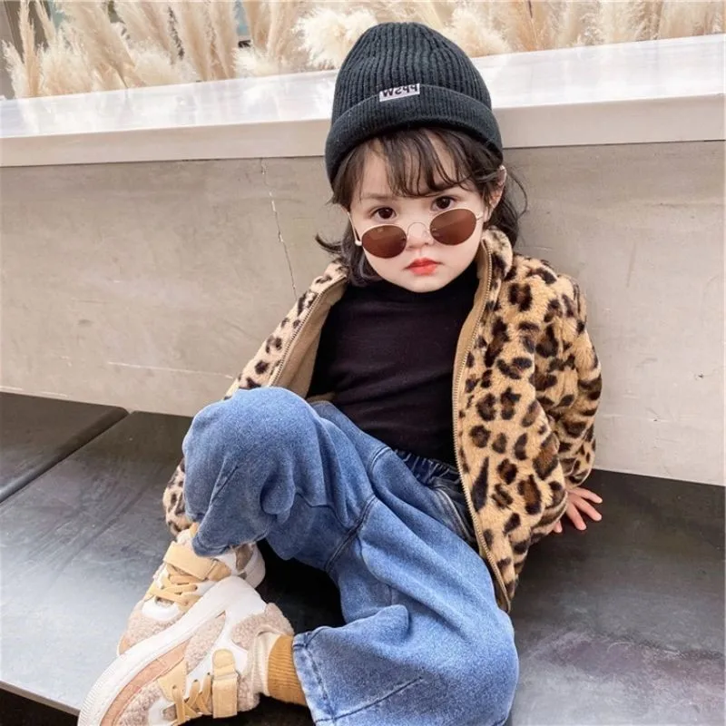 2024 Girl kids New Spring winter Leopard Children Coat Cotton Jacket good quality comfortable cute baby Clothes