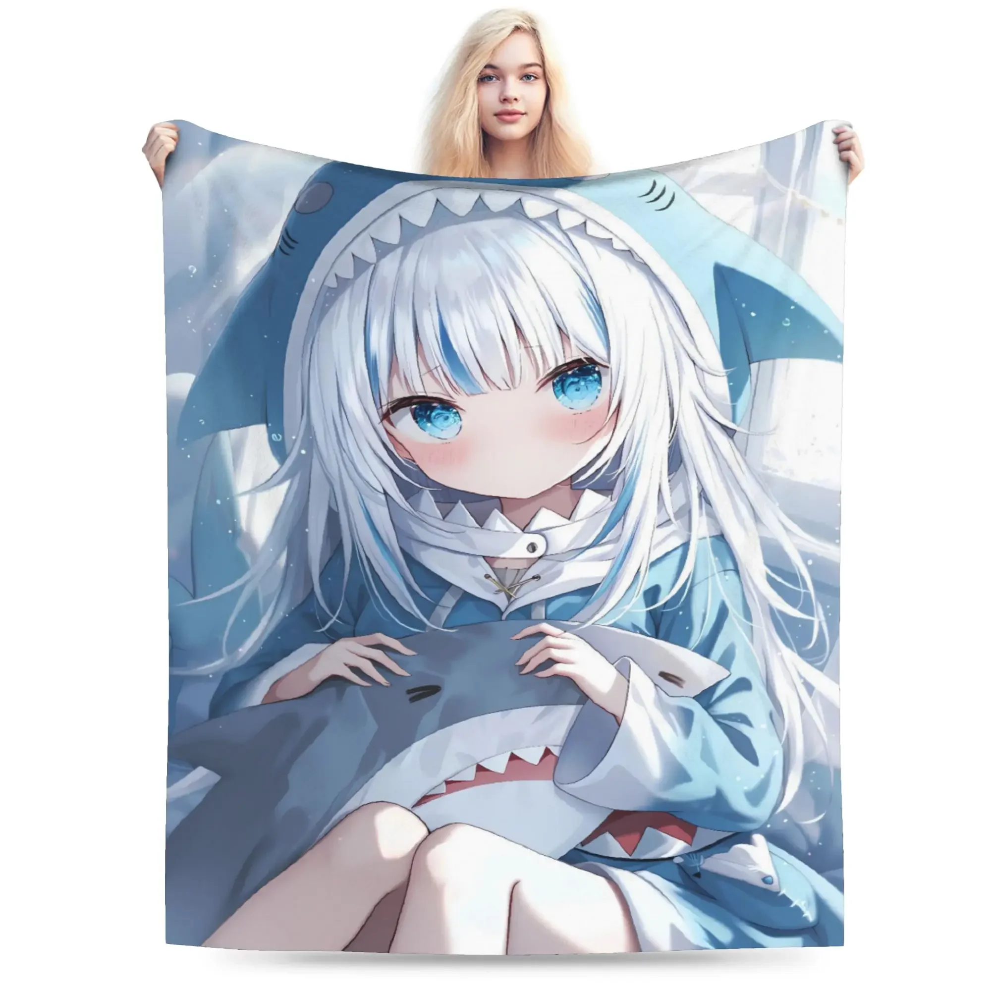 Gawr Gura كيمونو سابا Sameko البطانيات طائرة الفانيلا رمي بطانية للأريكة كرسي أريكة سرير دافئ لينة المفرش هدية فكرة