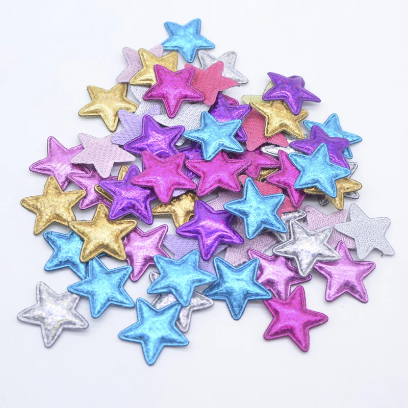 100Pcs 25mm Stars Padded Appliques for Clothes Patches DIY Craft Supplies Headwear Hairpin Decor Accessories Handmade Materials