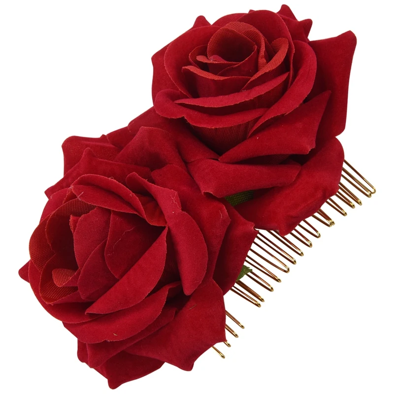 Pinza para el pelo con forma de flor rosa, Pin deslizante para bailarina de Flamenco, broche de flor, Clip para peinar el cabello para mujer,