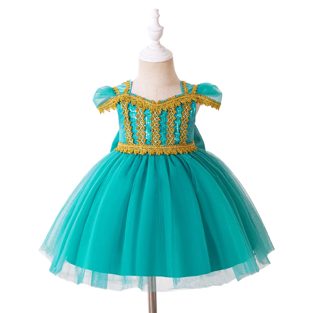 Infant Baby 1st Birthday Jasmine Costume for Aladdin Princess Magic Lamp Dress Sets Carnival Clothing Vestidos Party Cosplay