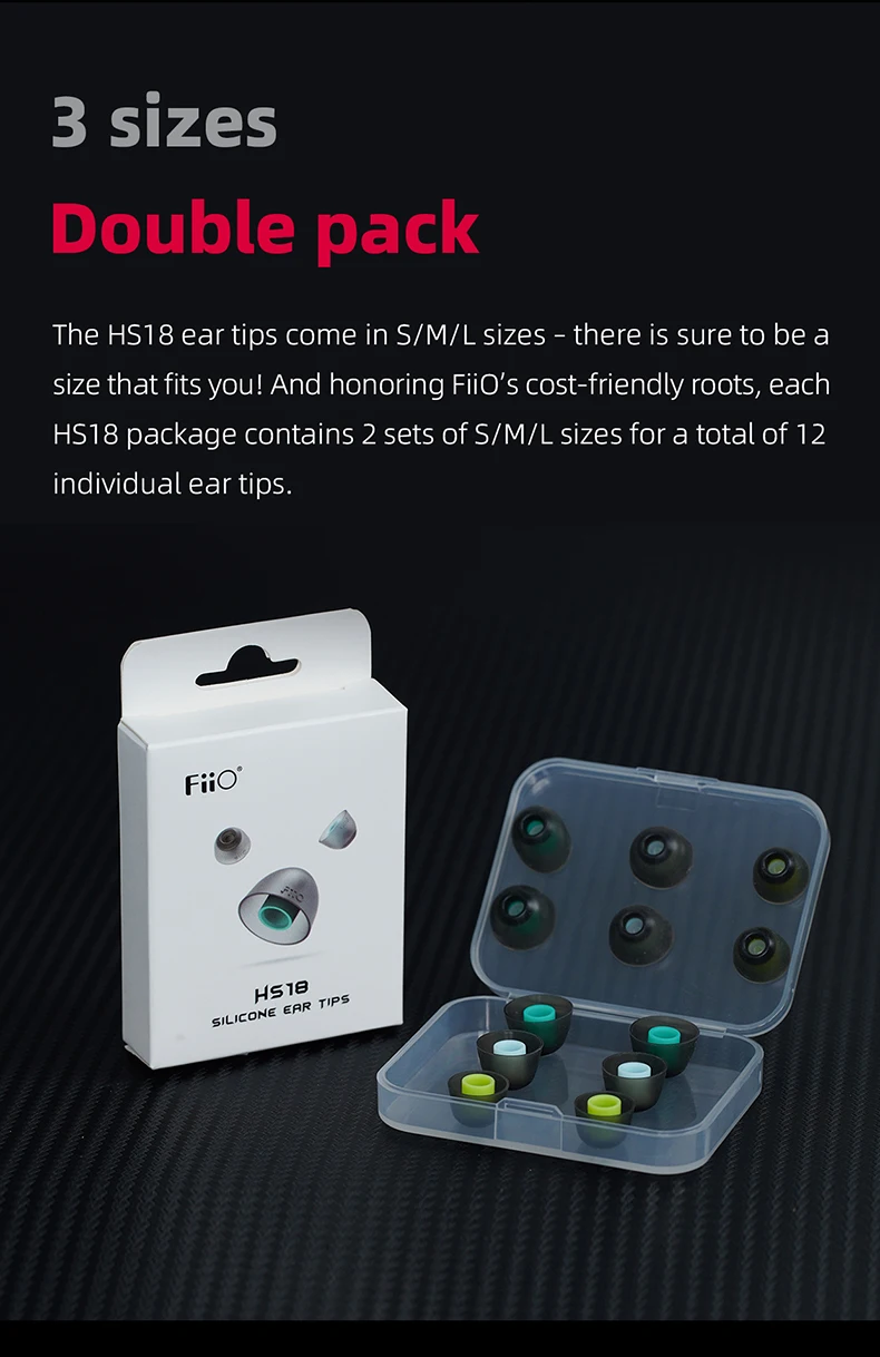 FiiO HS18ซิลิคอนหนา0.4มม.Eartips (6คู่) L M S หูฟังซิลิโคนหูฟัง HiFi สำหรับ Fh9/Fd7/Fh5s Pro ฯลฯ