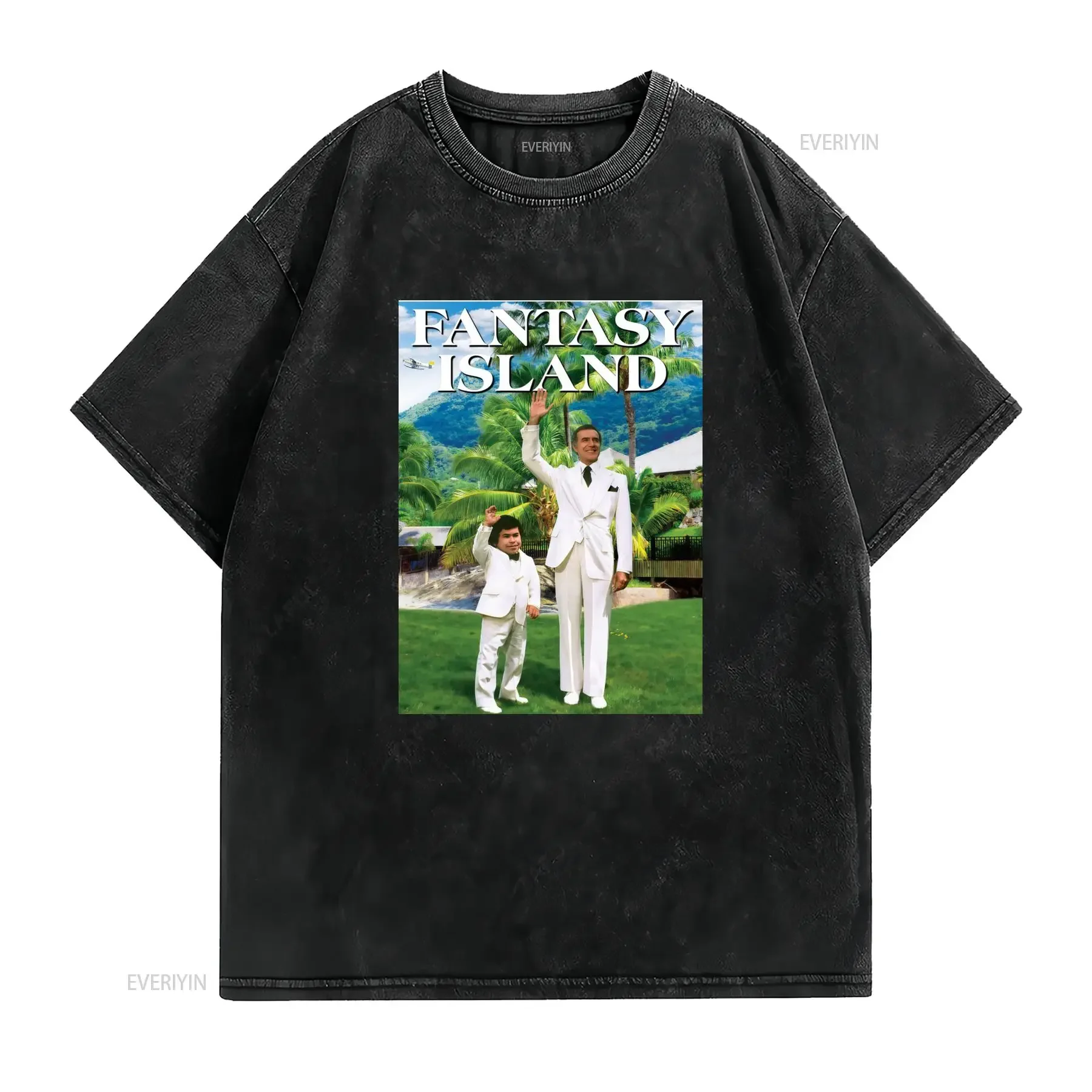 Vintage Retro Fantasy Island Classic TV Show Print Casual T Shirt vintage Washed Unisex Stylish Soft graphic homme fashion