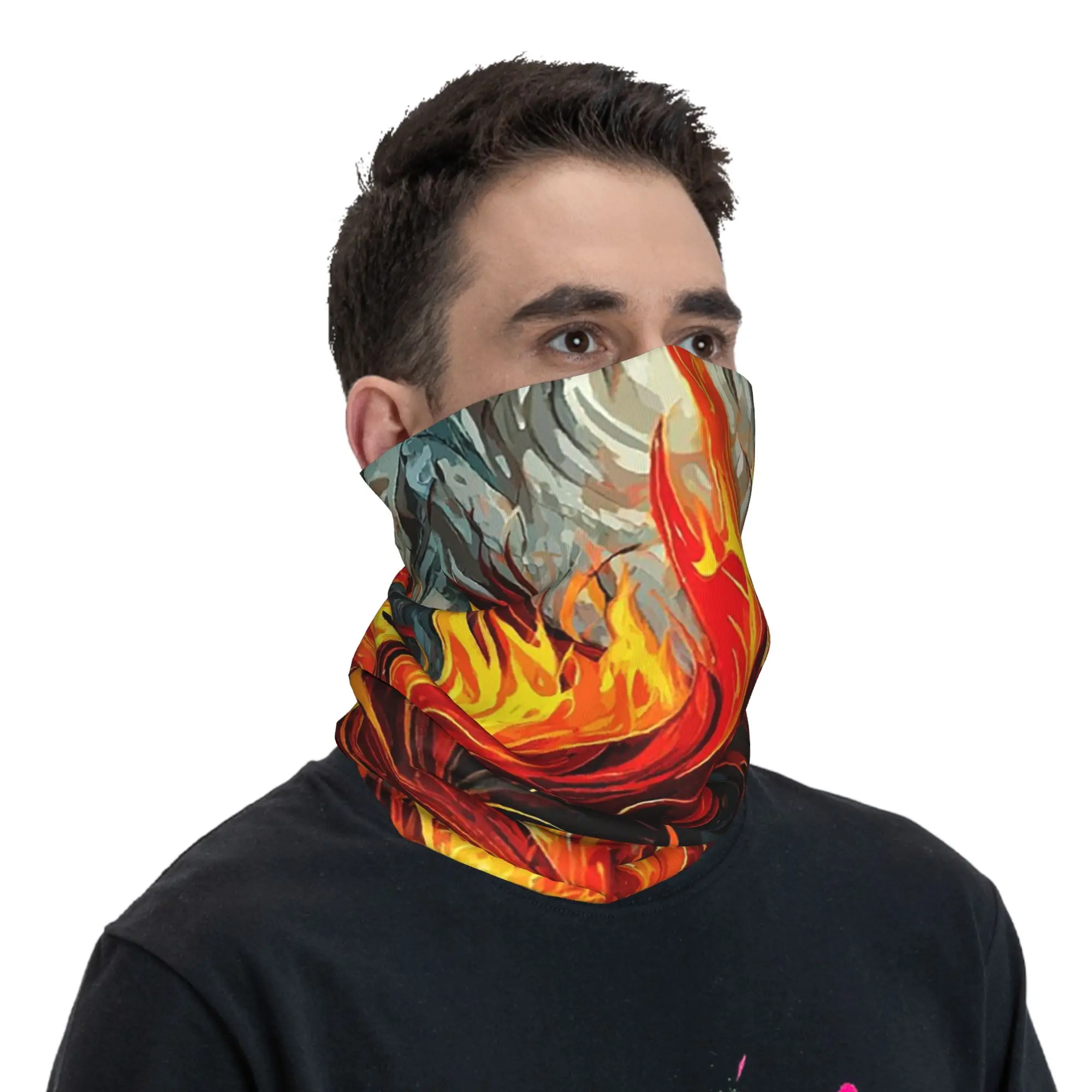Symphony Abstract Fire flame Art Bandana Neck Cover Printed Mask Scarf Face Mask Outdoor Sports for Men Women Adult Washable