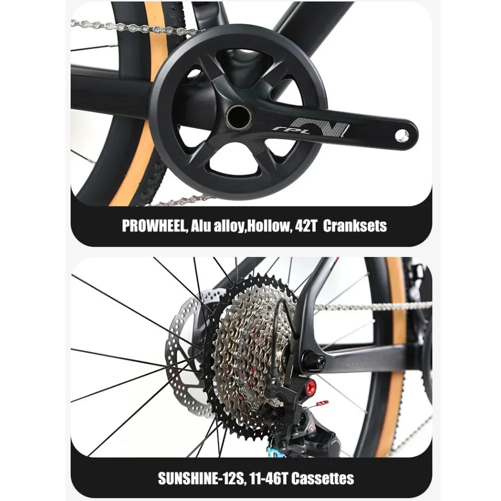 TWITTER Gravel-V1-RS-12S Carbon Fiber Road Bicycle SENSAH HRD-G100Flat All Oil Disc Brake 700*40c Aluminum Wheel Aluminum Handle