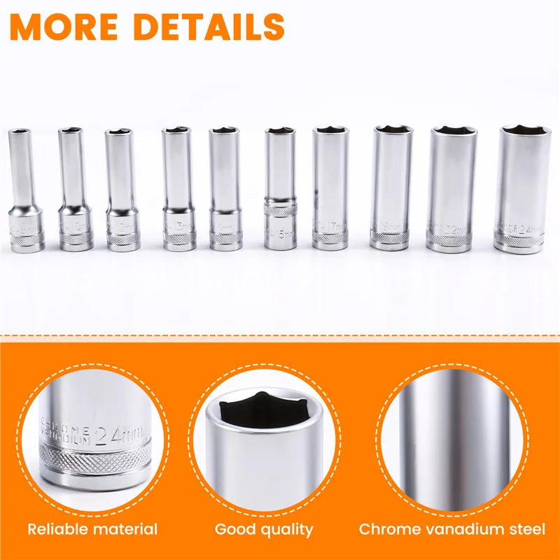 6-Point Impact Socket Set Impact Socket Set Socket Wrench Tool Outer Hexagonal Sleeve Set Socket Wrench-BAAX