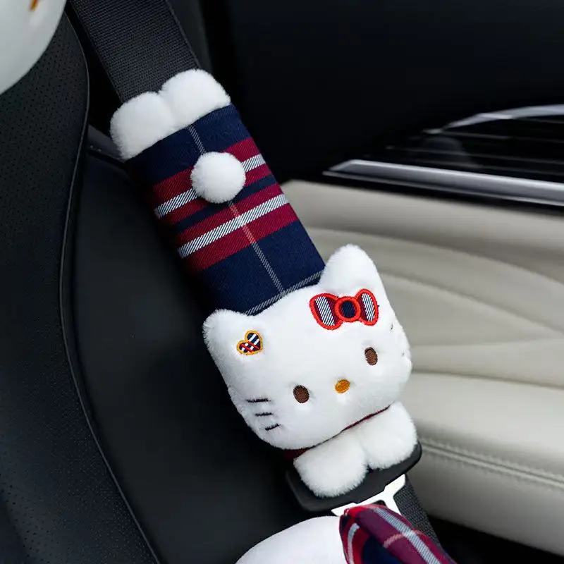 Sanrio New Hello Kitty Car Cushion, Shoulder Protection, Seat Belt Buckle filling, Plush Toy doll, cartoon Anime, Fun doll