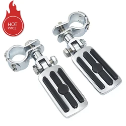 Motorcycles Highway Clamp Foot Pegs Chrome Footrest Pedal Footpegs Mount For Harley Electra Road King Street Glide 1-1/4