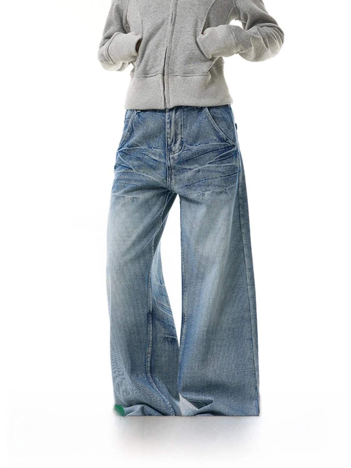 

Широкие синие джинсы в стиле ретро, женские осенне-зимние свободные повседневные хлопковые брюки, модные свободные брюки для пар