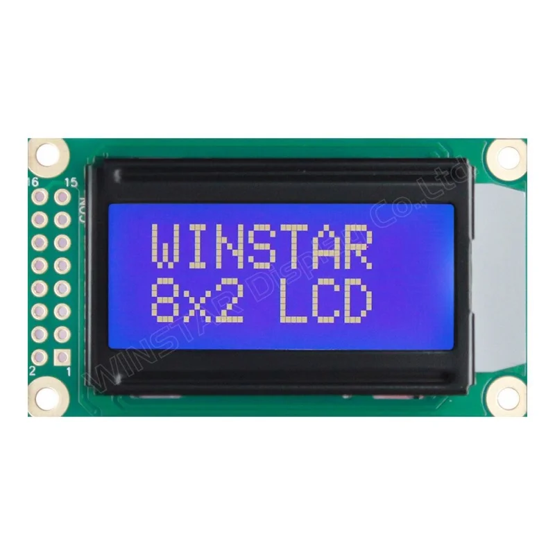 WH0802A1 LCD 8x2 character module is built in with ST7066 controller (or equivalent) screen blue backlight new and original