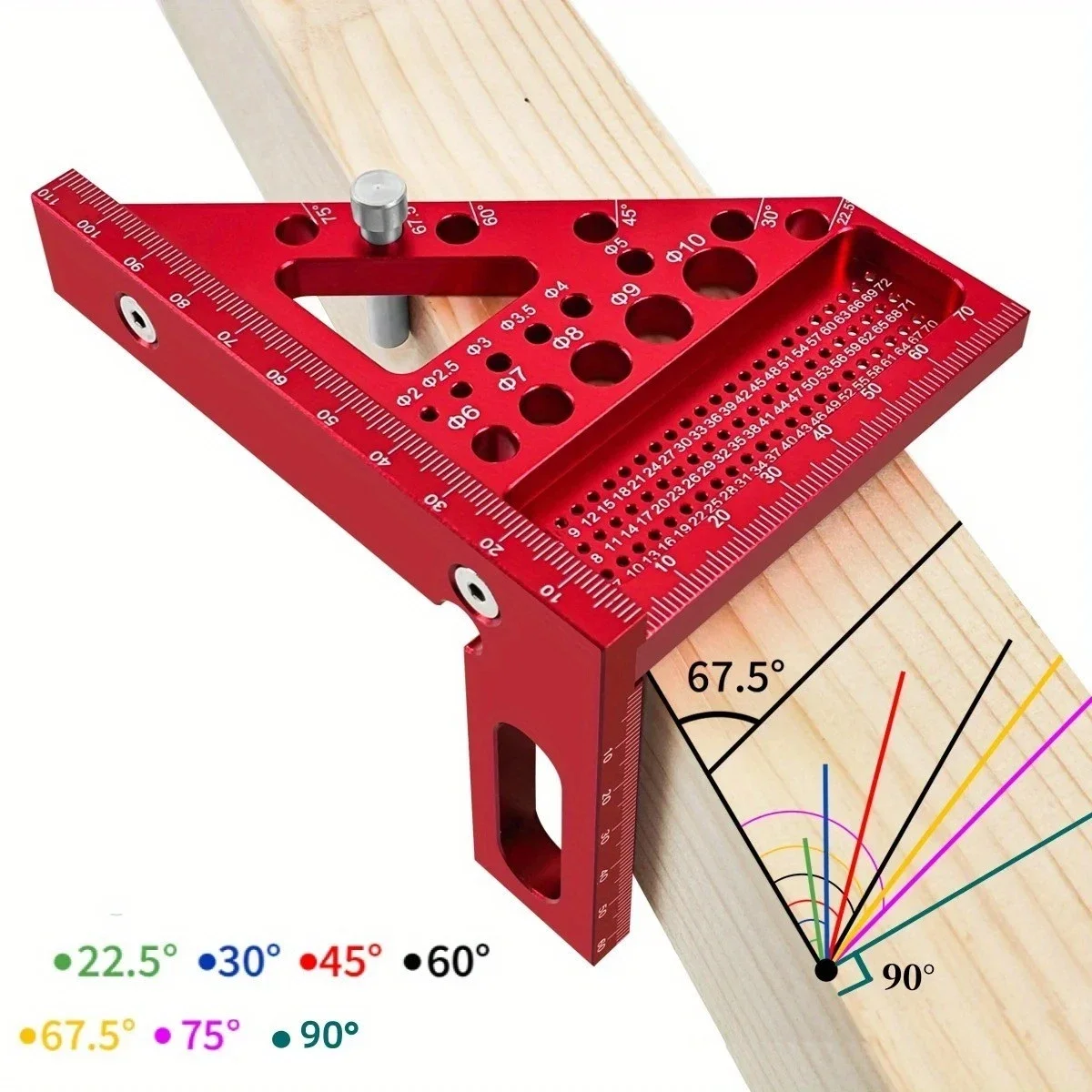 Carpenter 3D Scribing Ruler Versatile Triangular Ruler Multi-Angle Measuring Tool Cnc Machined Aluminum Alloy 45 90 degree