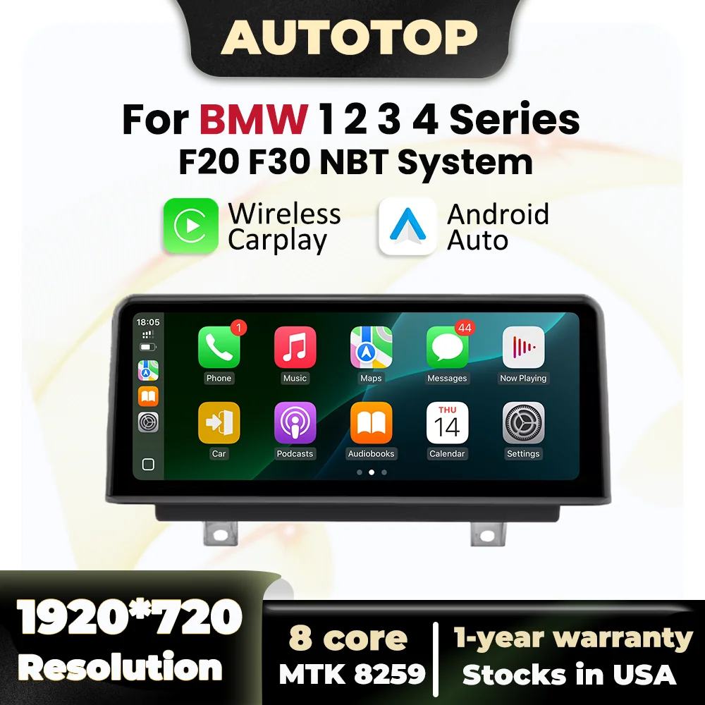 

10,25-дюймовый беспроводной мультимедийный экран CarPlay Android Auto для BMW 1 2 3 4 серии F20 F21 F22 F30 F31 F32 F33 Автомобильный радиоприемник