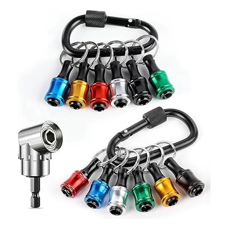 Bit Holder Quick Release Bit Holder 1/4 Drill Bit Holder Keychain,And 105° Right Angle Drill Attachment Parts