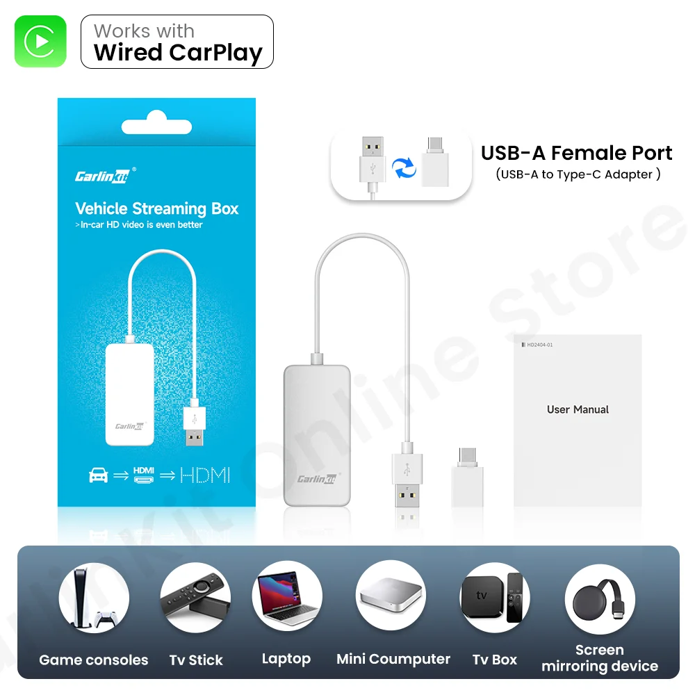 Carlinkit Hd2cp Hdmi Converter Auto Accessoires Voor Vuur Tv Stick Spel Concoles Laptop Tv Box Ps5 Switch Xbox 1080P 60Hz Fota