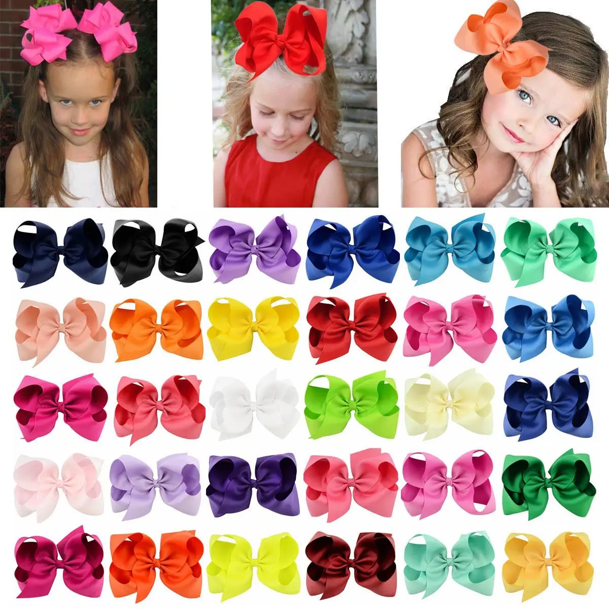 

60pc/lot 67 color U Choose 6" Solid Colors Grosgrain Ribbon Bows Hair Clips Baby Hairpins Girl's Kid Children Hair Accessories