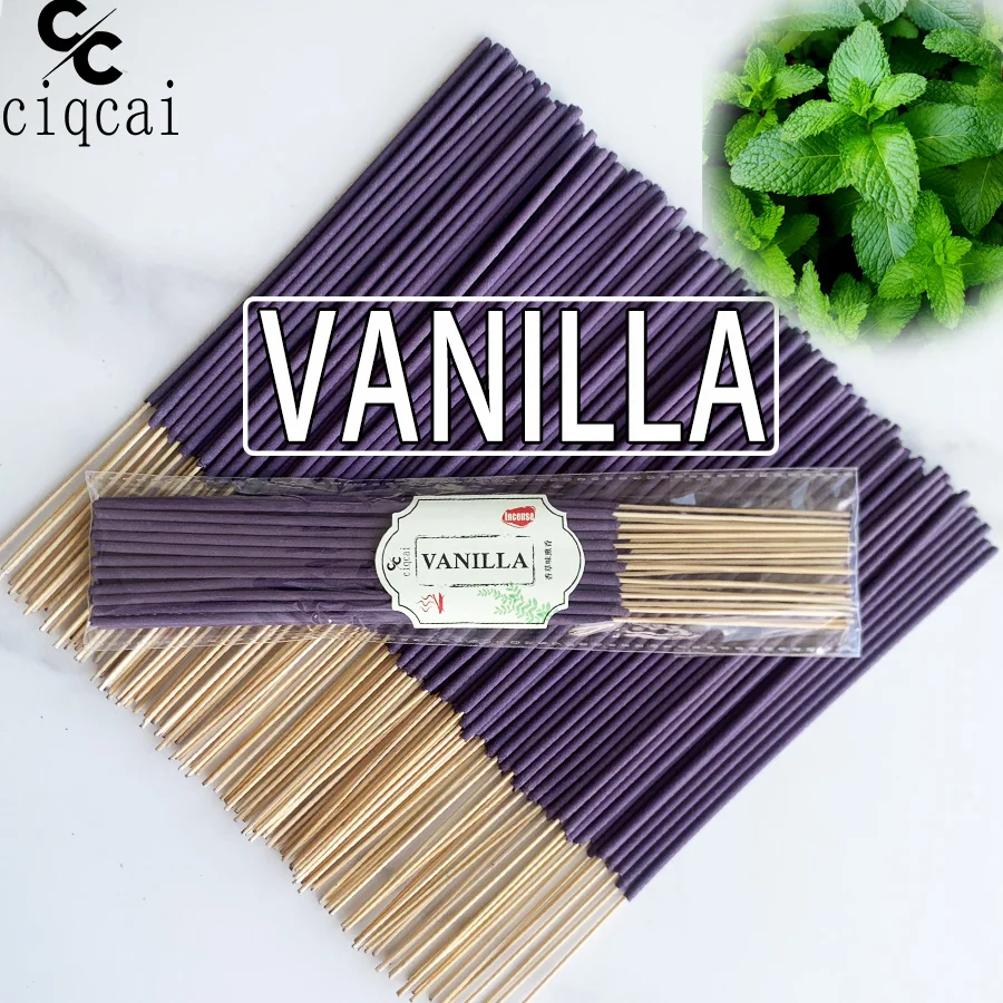 Palitos de incienso natural premium con sabor a vainilla, 22 cm de largo, incienso en palitos de bambú hecho a mano con aroma rico, aroma duradero, refrescante y revigorante, desodorante y eliminación de olores, adecuado para el hogar y los viajes al aire