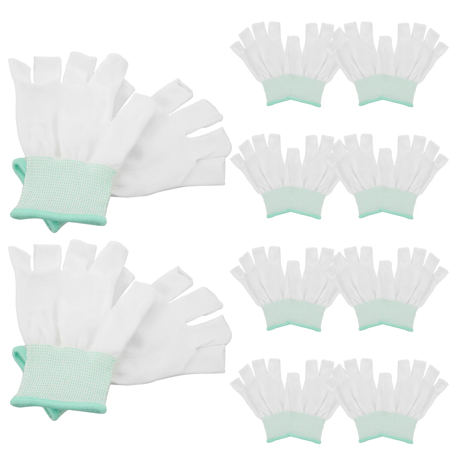 

10 Pairs Anti-slip Breathable Gloves Work Proof White Nylon Flexible Gardening Protective Durable Thin Outdoor Gloves