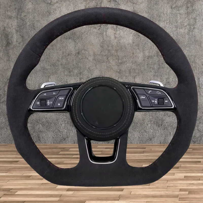 With Heating For Audi A1 A4 A5 A6 A7 A8 S8 Q3 Q5 Q7 TT  R8 Steering Wheel Flat Bottom Suede Steering Wheel Campaign Assembly