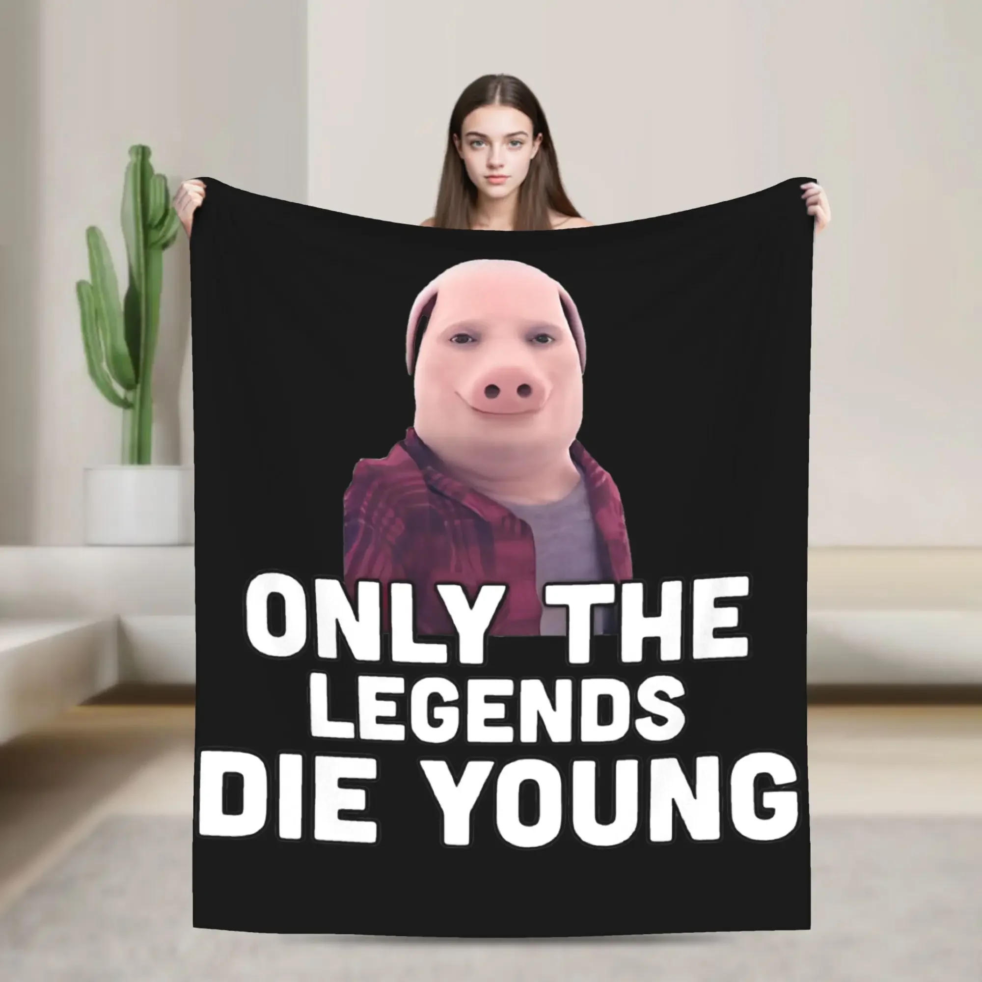 Funny Pig Meme Flannel Throw Blanket Soft Multifunction John Pork Blankets for Bedding Travel Quilt  SpringAutumn
