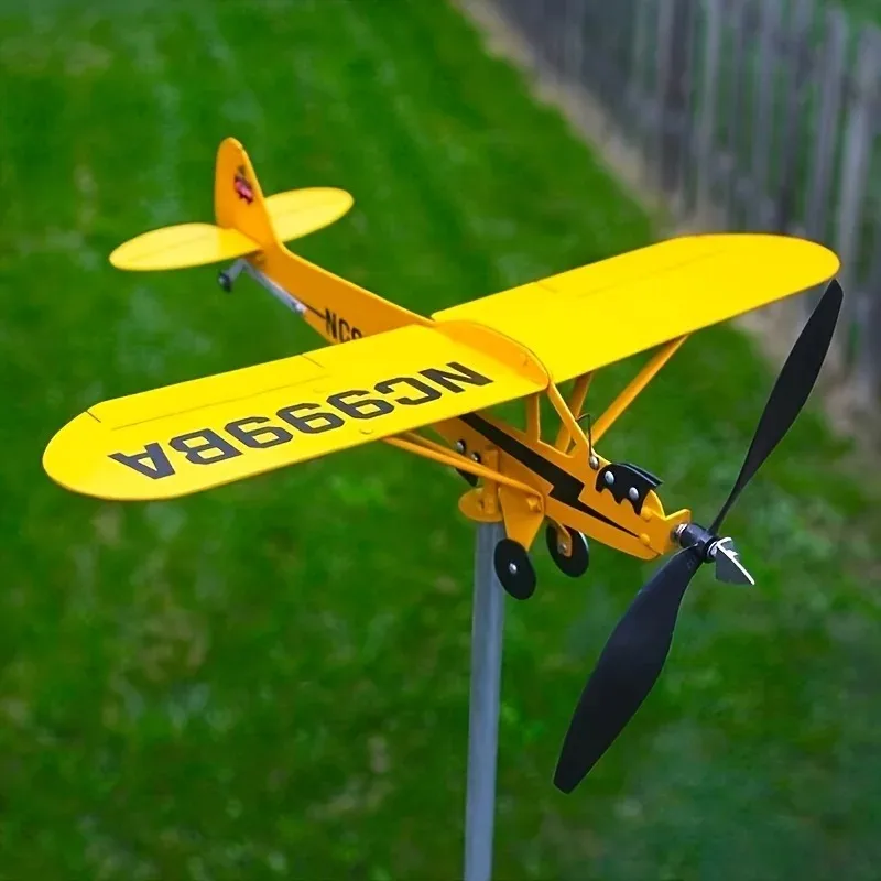 Creative Weather Vane Wind Direction Compass Pipe Airplane Weathervane Windmill 3D Outdoor Garden Decoration Metal Windmill view 3