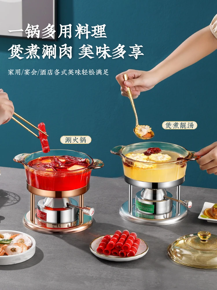 One person, one pot, inflatable small hot pot, self-service borosilicate glass amber transparent health bird's nest supplement