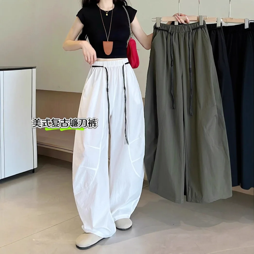 

Scimitar Quick-drying Pants Women's Summer 2025 High-waisted and Thin Casual Lazy Casual Loose Wide-leg Pants
