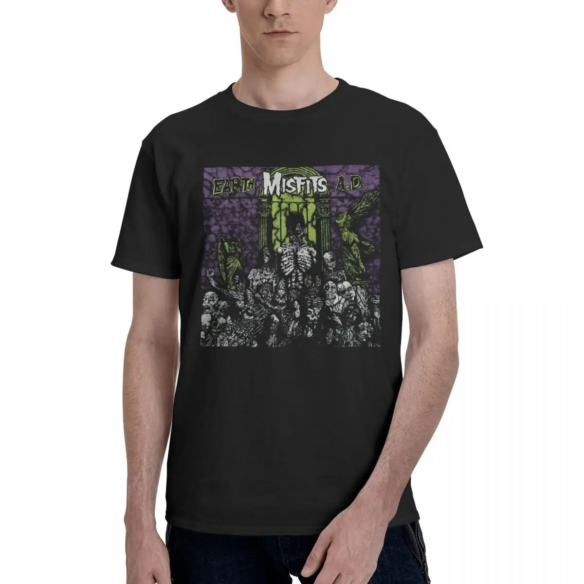 

Misfits, Earth AD Rock, повседневная дышащая удобная одежда из 100% хлопка, футболка с короткими рукавами, мужские топы