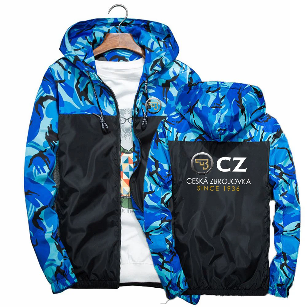 

CZ Ceska Zbrojovka 2023 Men's New Racing Jackets Splicing Camouflage Hooded Coats Casual Zipper Hoodies Windbreaker Top Clothing