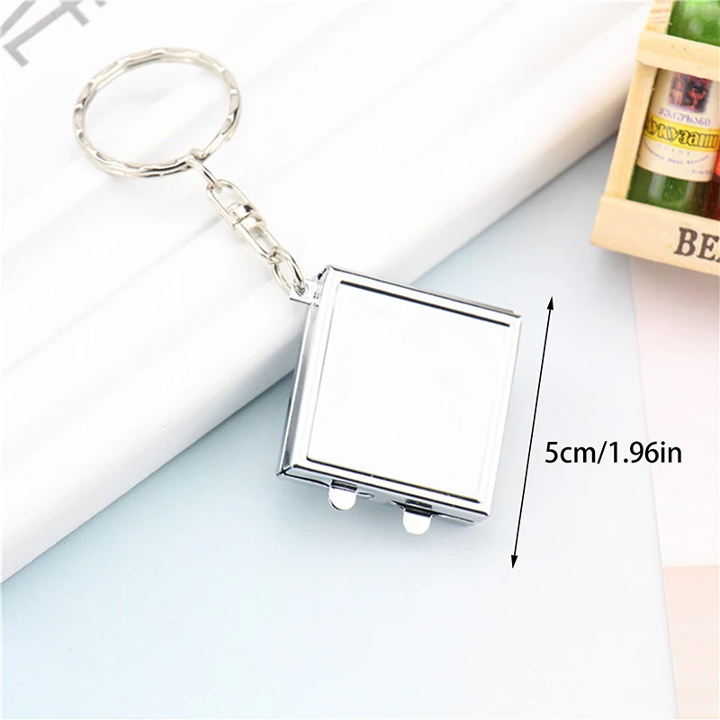 Ronde Hart Ovale Vierkante Vorm Dubbelzijdige Cosmetische Spiegel Metalen Opvouwbare Sleutelhanger Make-Up Mini Spiegel