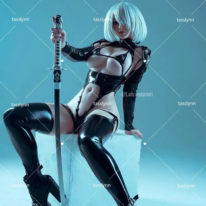 YoRHa 2B-Costume de Combat Noir pour Femme, Anime Nier, Ensemble Gelleather, Lingerie Sexy, Chaude, struction ée