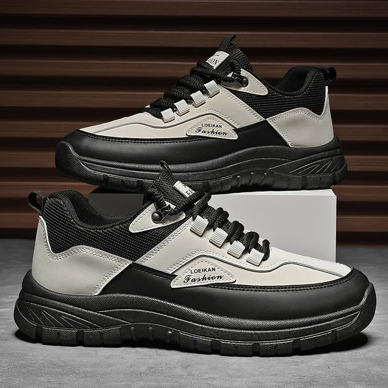 Primavera 2025 nova tendência da moda, sapatos de trabalho retrô britânicos duráveis, esportes ao ar livre sapatos casuais impermeáveis