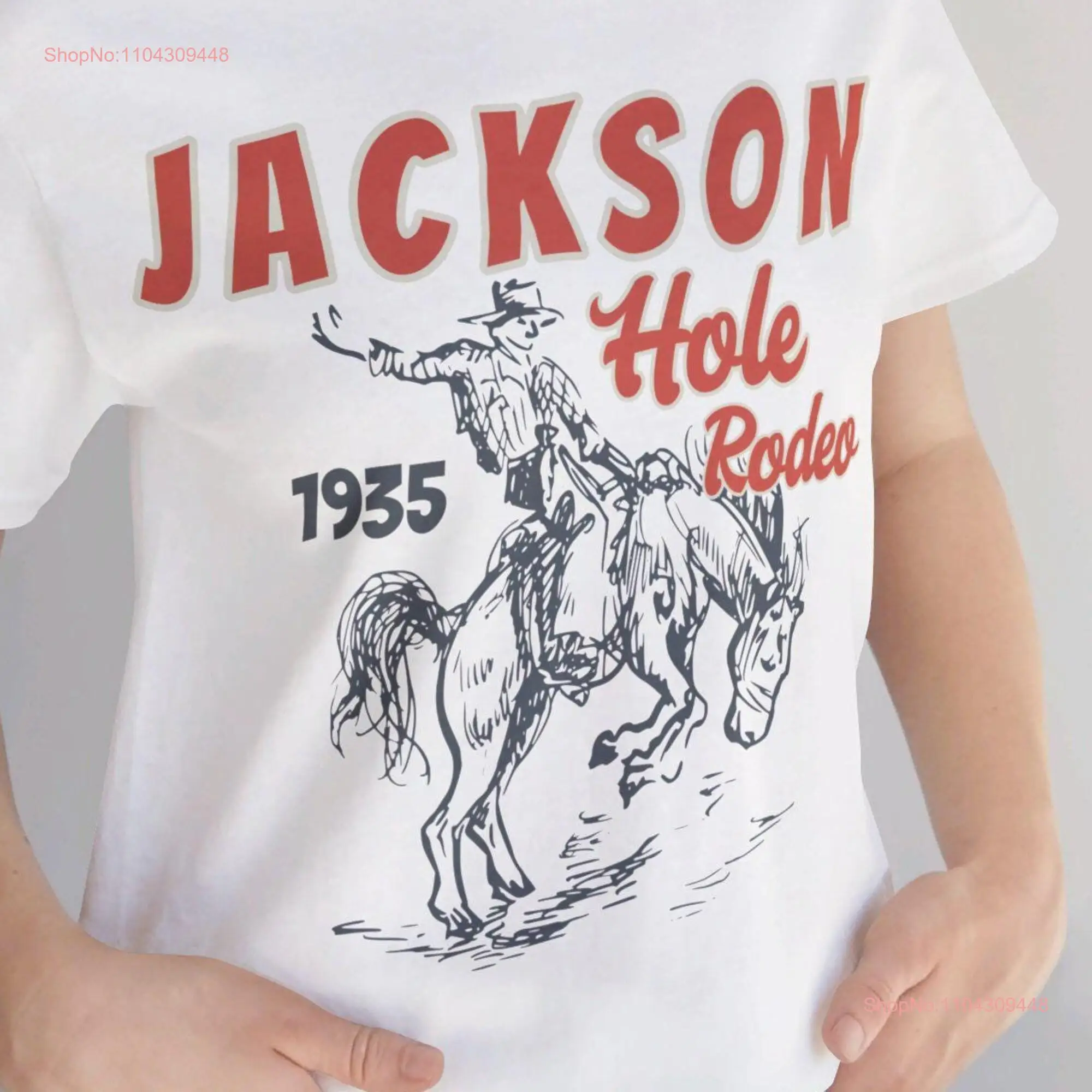 Jackson Hole Rodeo Vintage T Shirt Jersey  Cowboy Wyoming Horse Vacation Retro long or short sleeves