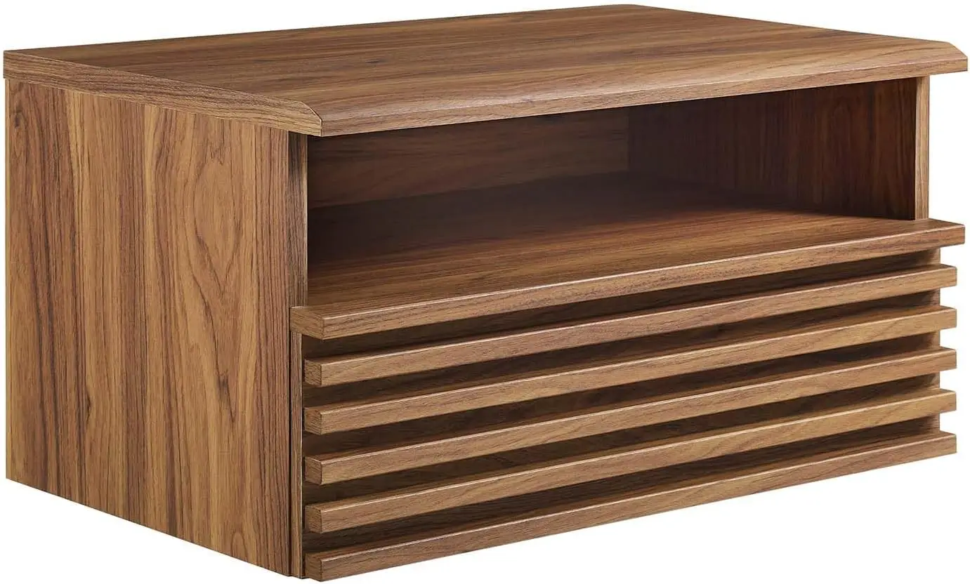 

Render Mid-Century Modern, Wall-Mount Nightstand, Walnut