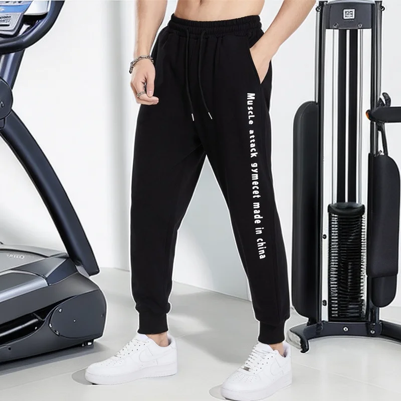 

Men's Ropa Cotton Gym Joggers Fitness Pants Long Letter Drawstring Casual Trackpants Ropa Hombre Spring Autumn Run Sweatpants