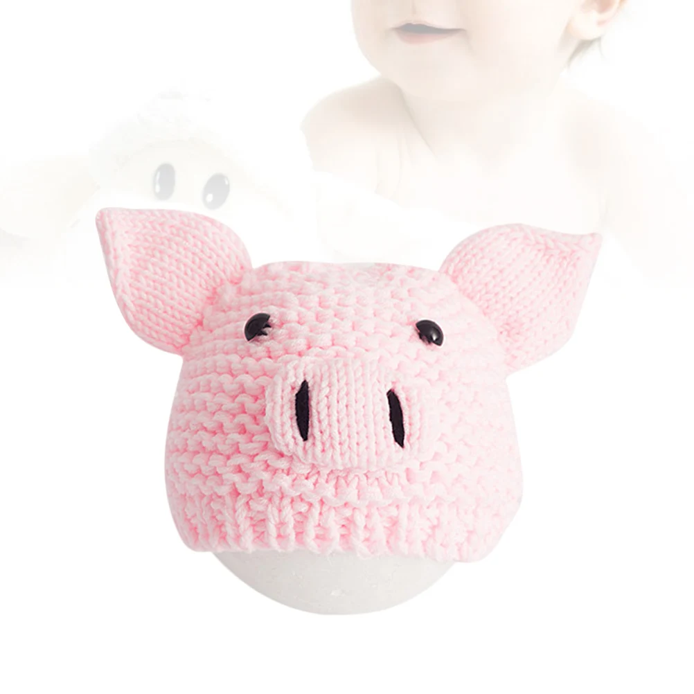 

Newborn Pig Baby Knitted Hat Pink Infant Photography Prop Baby Photo Props Crochet Soft Comfortable Newborn Photo Shoot