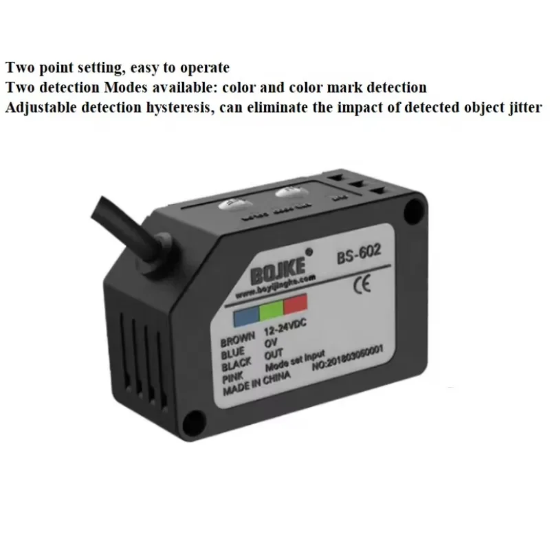 High-Speed Optical Sensor RGB Color Detection and Recognition Green Print Photocell for Color Mark Detection