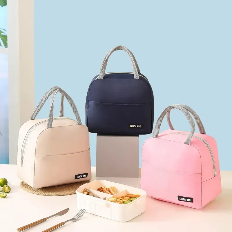 Thermal Insulated Bag Lunch Box Lunch Bags for Women Portable Fridge Bag Tote Cooler Handbags Solid Color Food Bolsa Termica