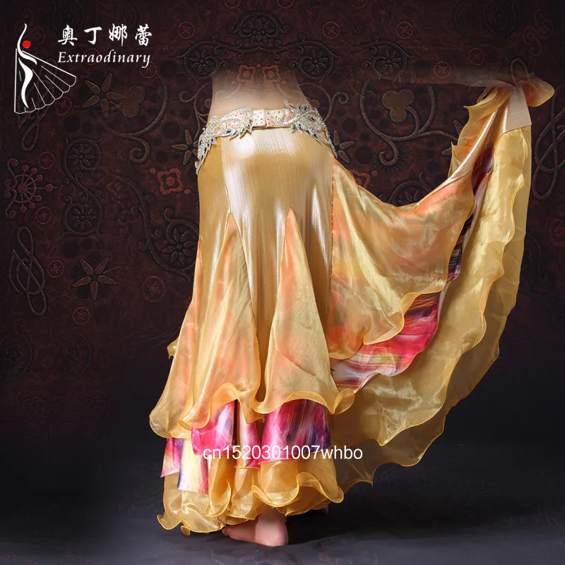 Nueva Falda de Danza del Vientre con Abertura Alta y Diseño Envolvente, Conjunto de Ropa de Actuación con Falda de Flores, Ropa Sexy para Espectáculos