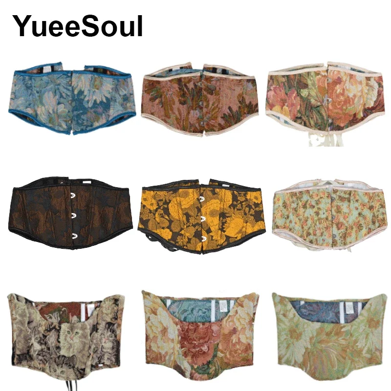 Floral Embroidery Women\'s Corset Belt 16cm Vintage Sweet Cute Women Cummerbund 2023 Waistband Decorative Corset Belt for Women