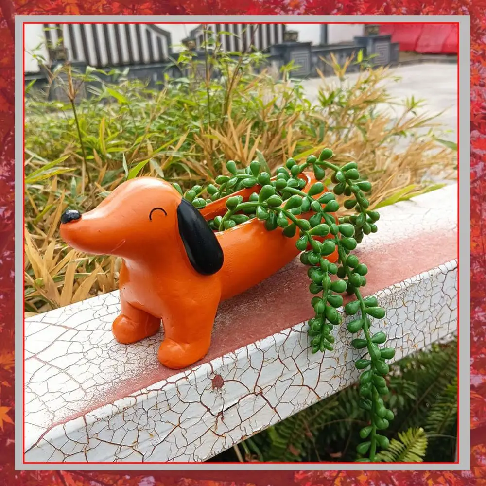 Pot de fleurs en résine en forme de Teckel, jardinière esthétique pour plantes succulentes, pot de fleurs pour décoration intérieure/extérieure