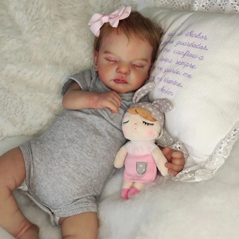 

45cm Reborn Bebe Sam Newborn Dolls Sleeping Baby Handmade Painted Lifelike 3D Skin with Visible Veins